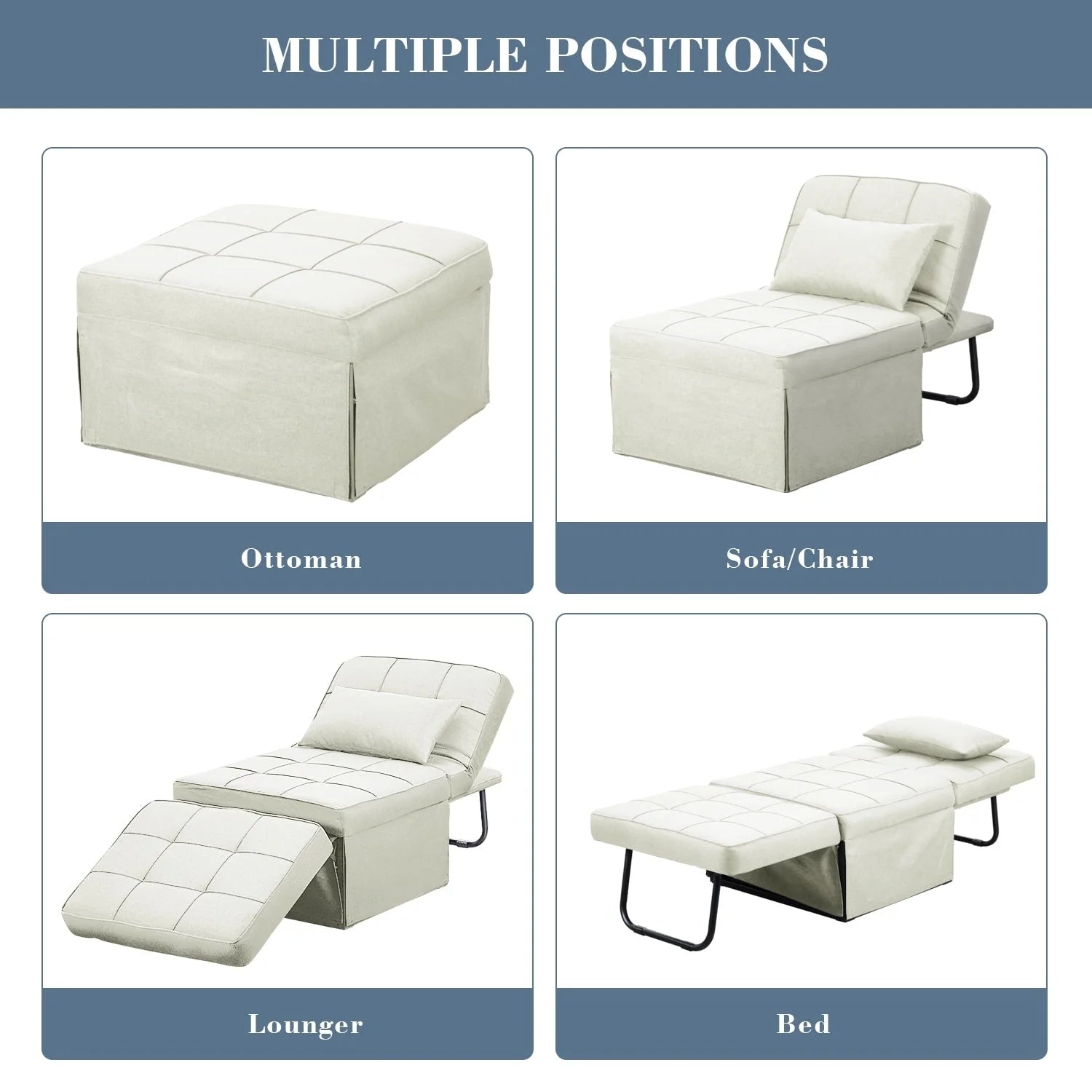 Canapé Convertible Lit Canapé Fauteuil Ottoman Pliant Fauteuils Inclinables pour Salon