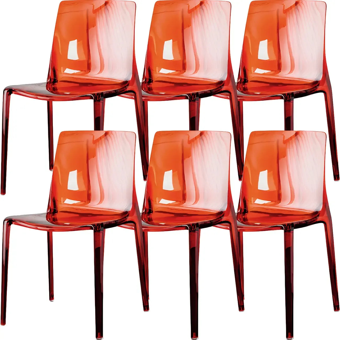 Chaise de salle à manger en acrylique ambré sans accoudoirs à dossier bas