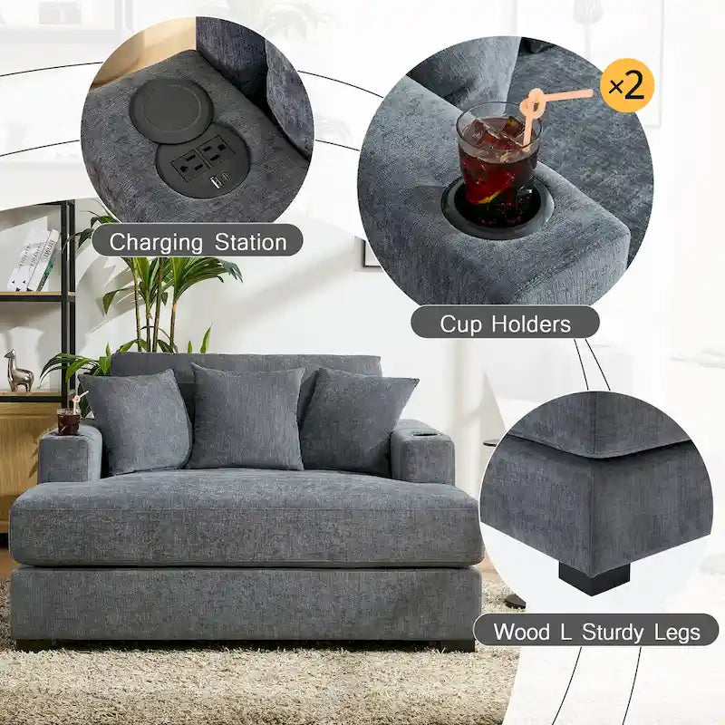 Trois tailles de chaise longue surdimensionnée avec oreillers
