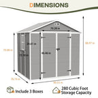 Abri de jardin en résine toutes saisons avec plancher de 1,8 m x 1,2 m / 1,8 m x 2,4 m / 2,4 m x 1,8 m / 2,4 m x 3 m, abri à outils Spire