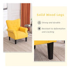 Fauteuil d'appoint moderne Erommy, fauteuil à dossier haut, canapé individuel en tissu capitonné avec pieds en bois pour salon