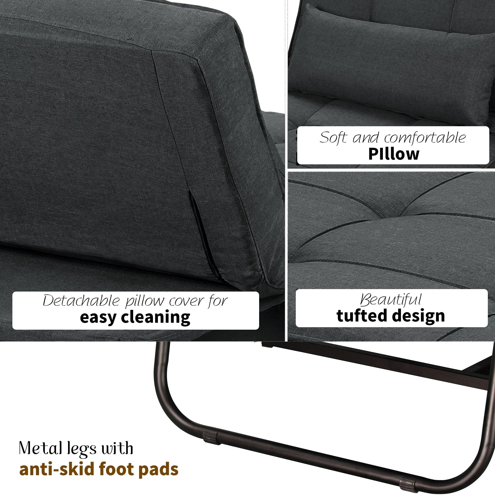 Canapé Convertible Lit Canapé Fauteuil Ottoman Pliant Fauteuils Inclinables pour Salon