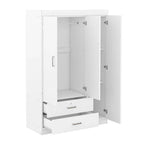 Armoire-penderie 3 portes avec miroir, étagères et 2 tiroirs