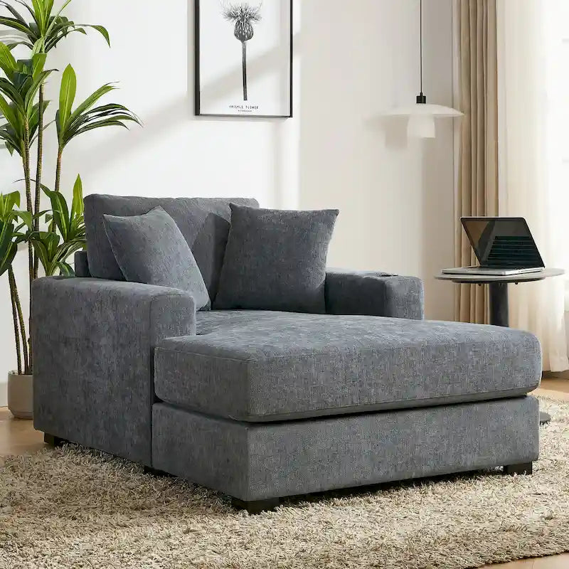 Trois tailles de chaise longue surdimensionnée avec oreillers