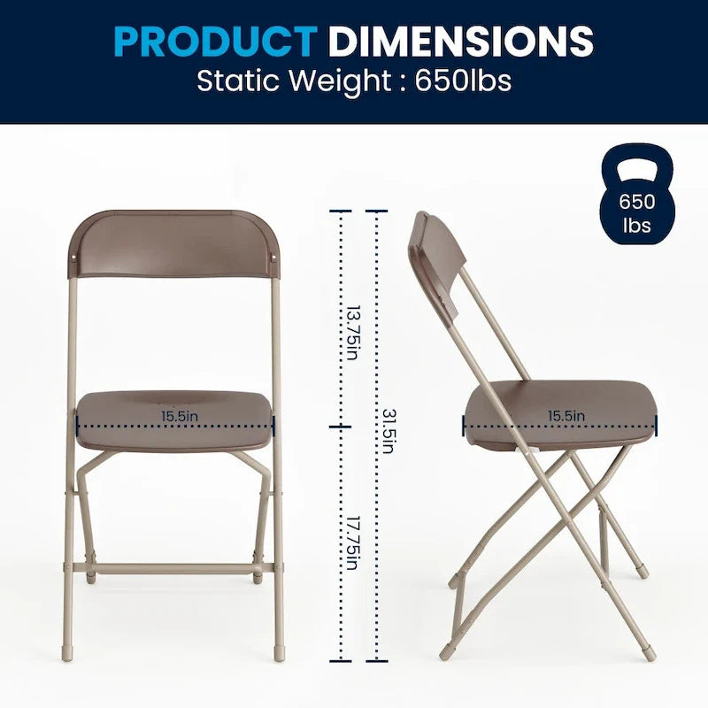 Chaise pliante en plastique - Lot de 10 - Capacité de 295 kg - Chaise événementielle