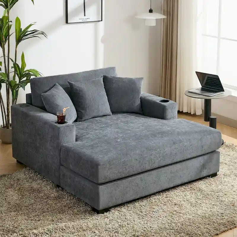 Trois tailles de chaise longue surdimensionnée avec oreillers