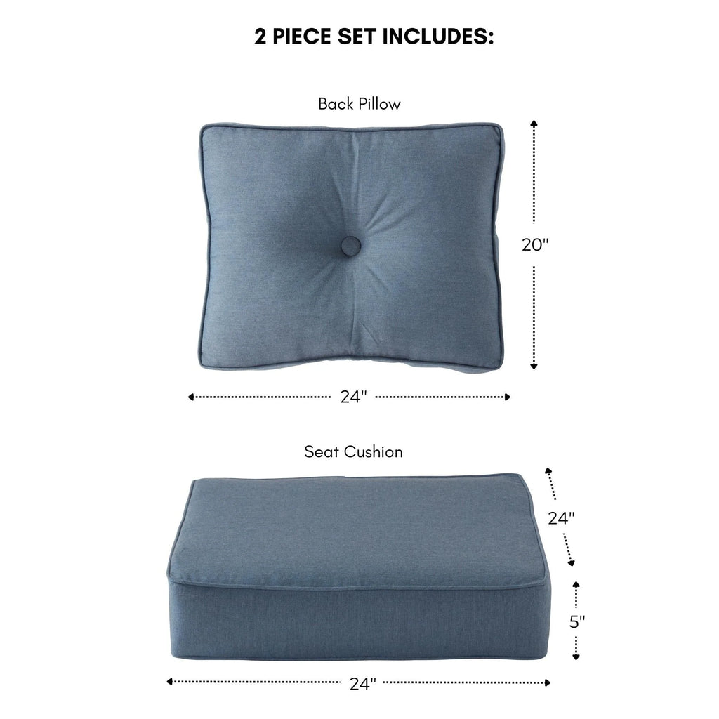 Ensemble de 2 coussins d'extérieur Sunbrella haut de gamme à assise profonde