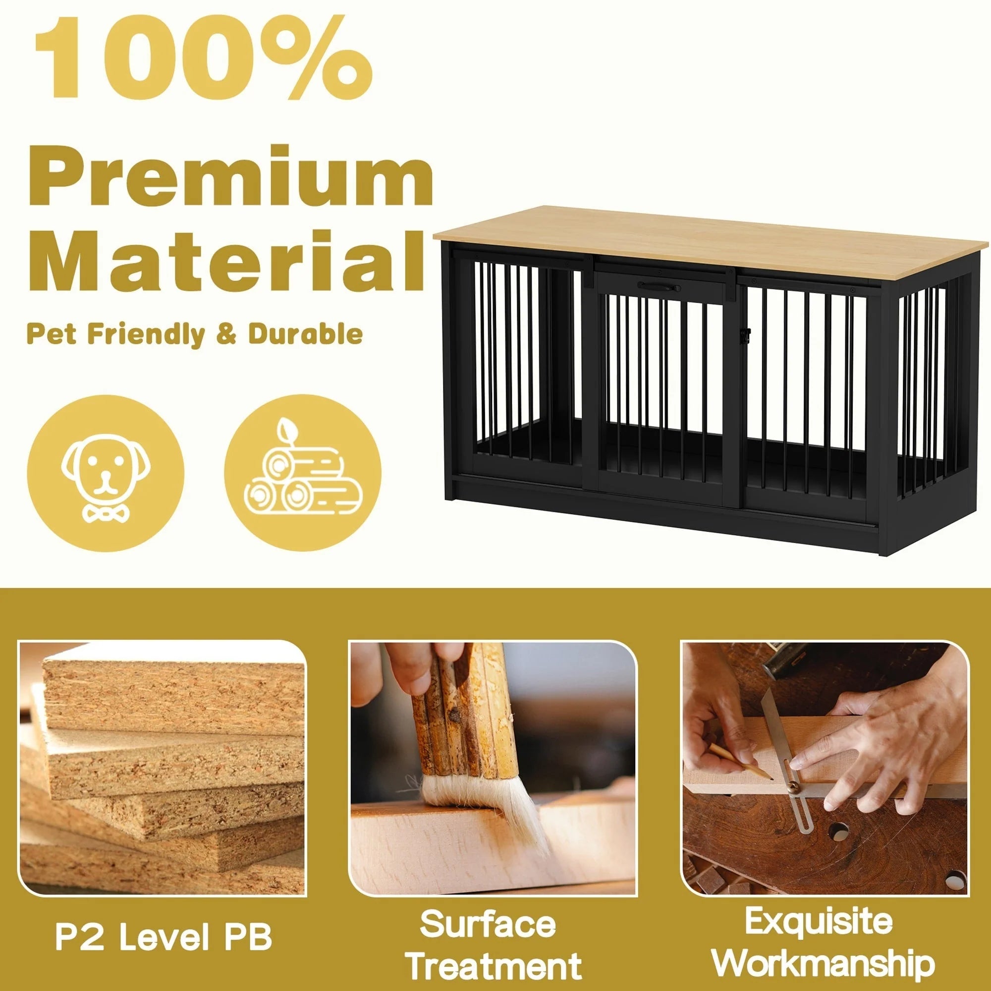 Résidence pour animaux de compagnie avec renfort en tubes de fer Cage pour chien élégante et robuste