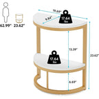 Table d'appoint demi-ronde, table d'appoint étroite en C mince avec cadre en métal