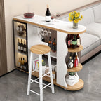 Table de bar îlot avec plateau en pierre et rangement pour bars à domicile