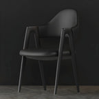 Chaise de salle à manger en cuir moderne avec dossier incurvé et ouvert