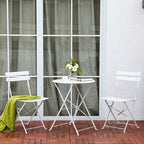 Ensemble bistrot pliant en métal 3 pièces, salon de conversation intérieur/extérieur résistant aux intempéries pour patio, cour, jardin