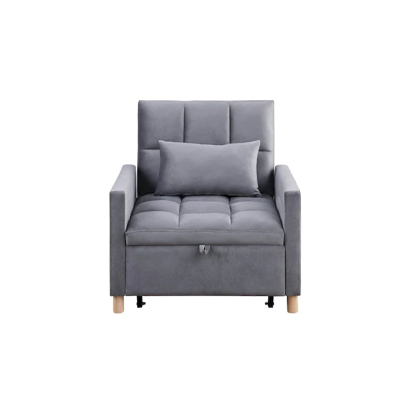 Chaise longue convertible 3-en-1 en lit, noir