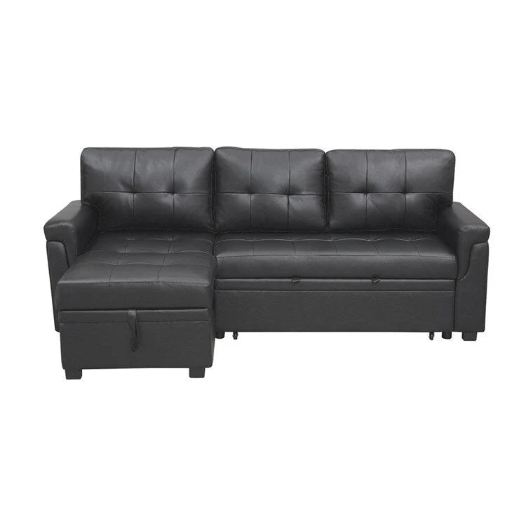 Canapé d'angle réversible convertible avec lit gigogne, méridienne avec rangement dissimulé et pieds durables