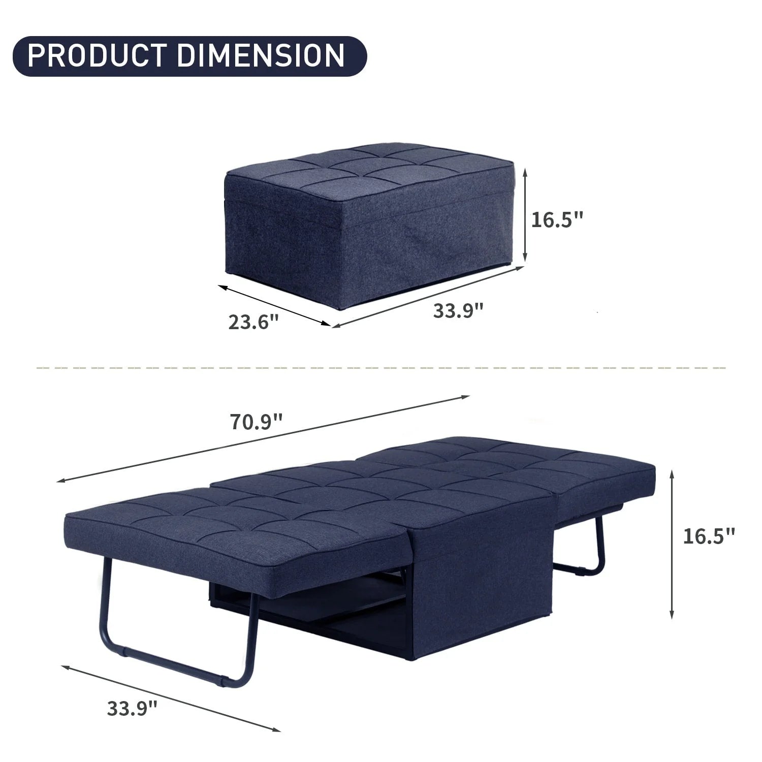 Canapé Convertible Lit Canapé Fauteuil Ottoman Pliant Fauteuils Inclinables pour Salon