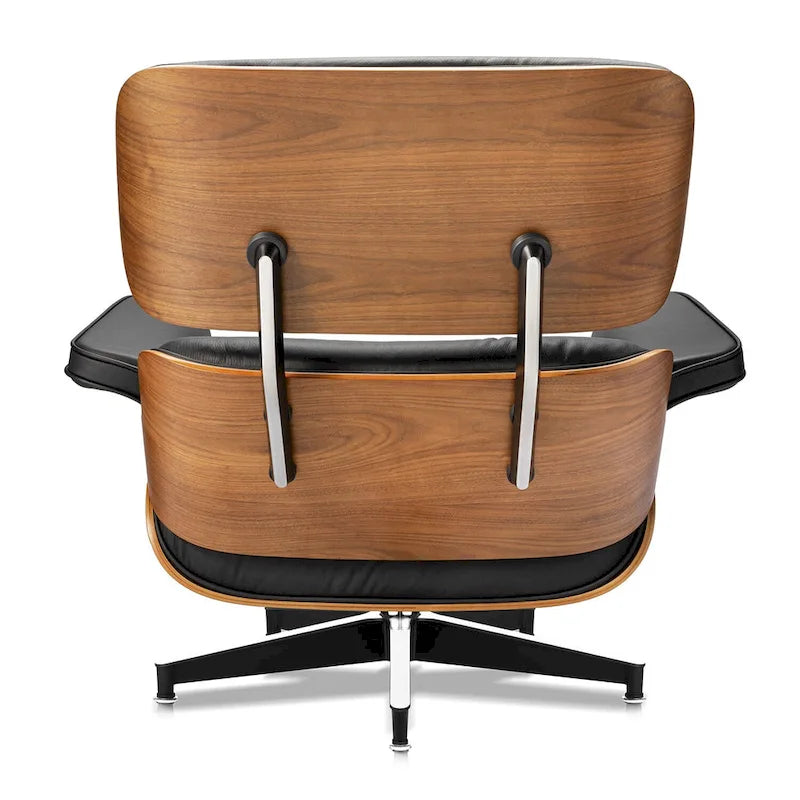 Furgle Fauteuil de salon et ottoman en cuir véritable Noyer