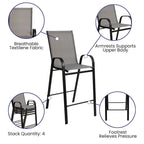 Lot de 4 tabourets de bar d'extérieur en matériau Flex Comfort – Tabouret de terrasse