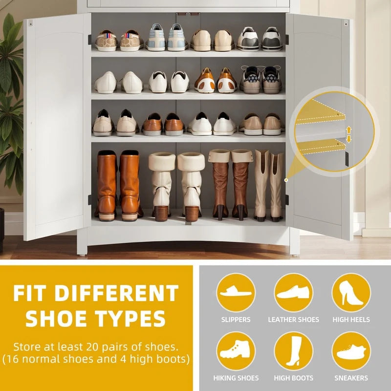 Moasis Meuble de rangement pour chaussures à 5 niveaux et 20 paires avec portes doubles pour entrée