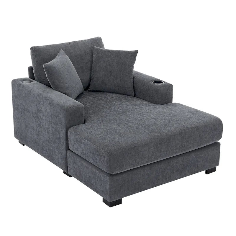 Trois tailles de chaise longue surdimensionnée avec oreillers