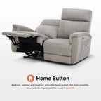 Canapé inclinable électrique biplace MCombo 60.2 avec massage et double chauffage, appuie-tête réglable, ports USB et USB-C, en tissu