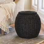 Table d'appoint avec panier de rangement en osier tressé à la main Household Essentials - 17,0 L x 17,0 l x 19,0 H