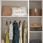 Armoire Penderie en Bois avec 6 Cubes de Rangement et Tringle Suspendue