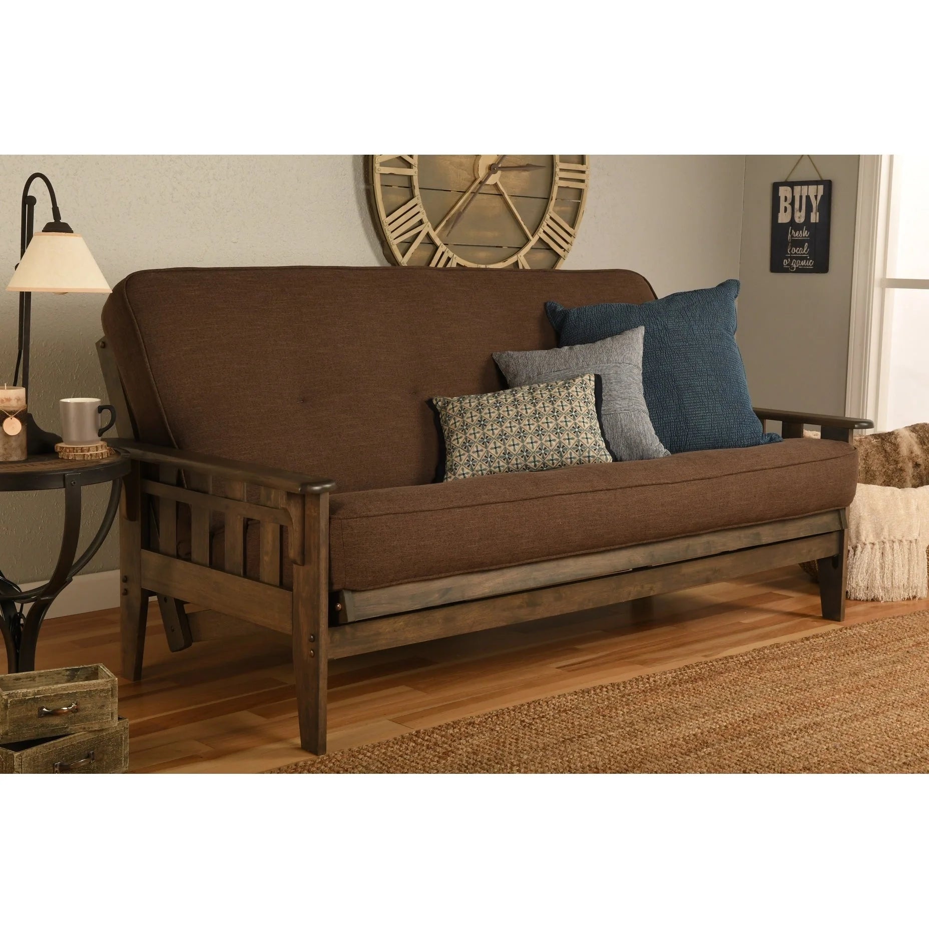 Ensemble de futon Somette Tucson pleine grandeur en noyer rustique avec matelas