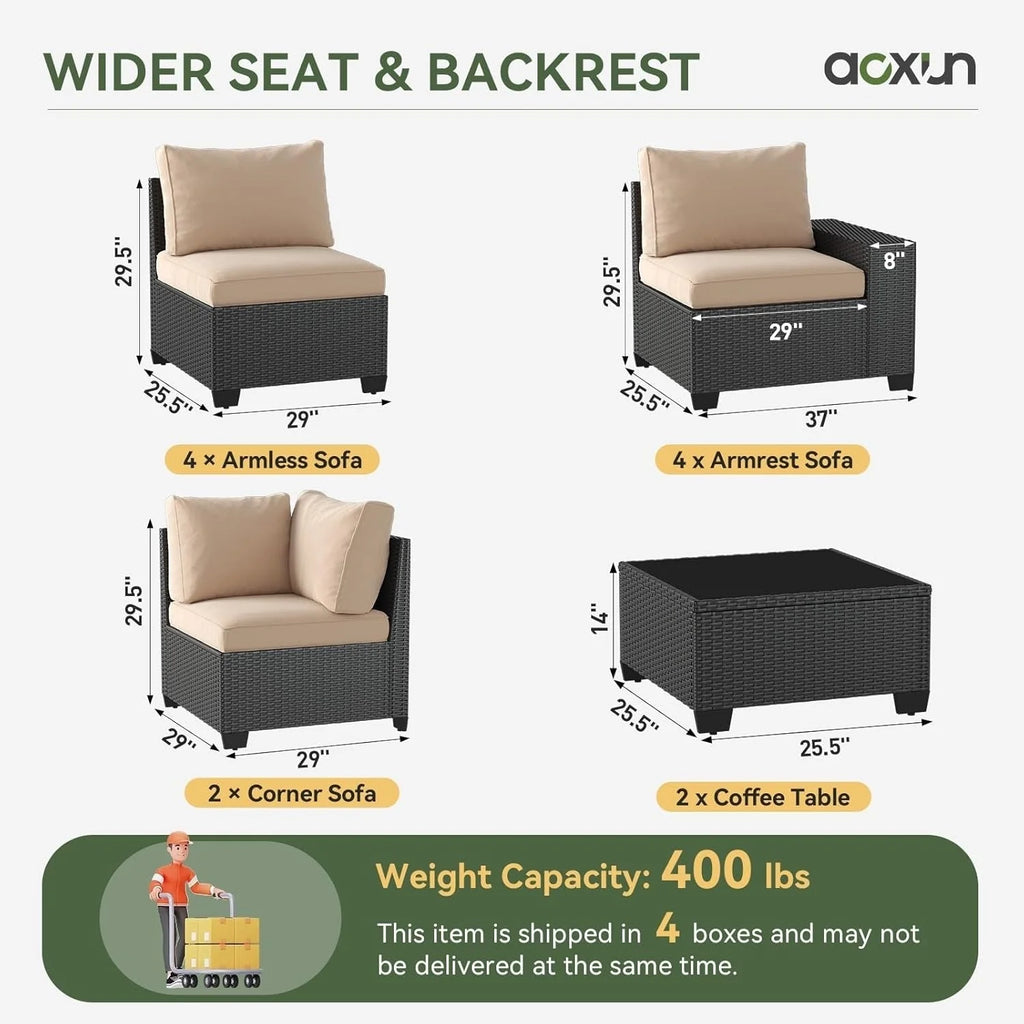 Ensembles de meubles de patio extérieurs avec coussin épais de 10 cm