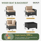 Ensembles de meubles de patio extérieurs avec coussin épais de 10 cm