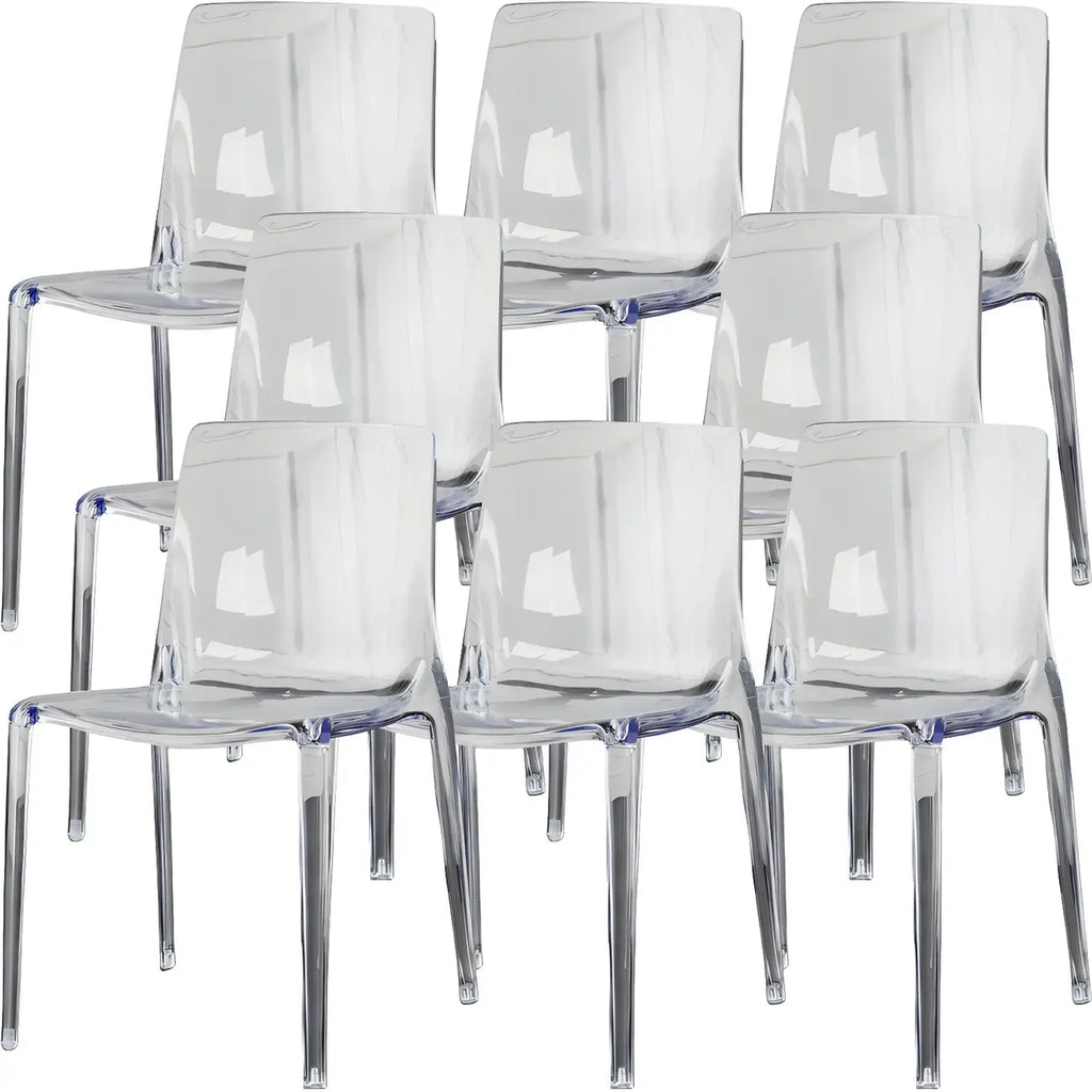 Chaise de salle à manger en acrylique ambré sans accoudoirs à dossier bas