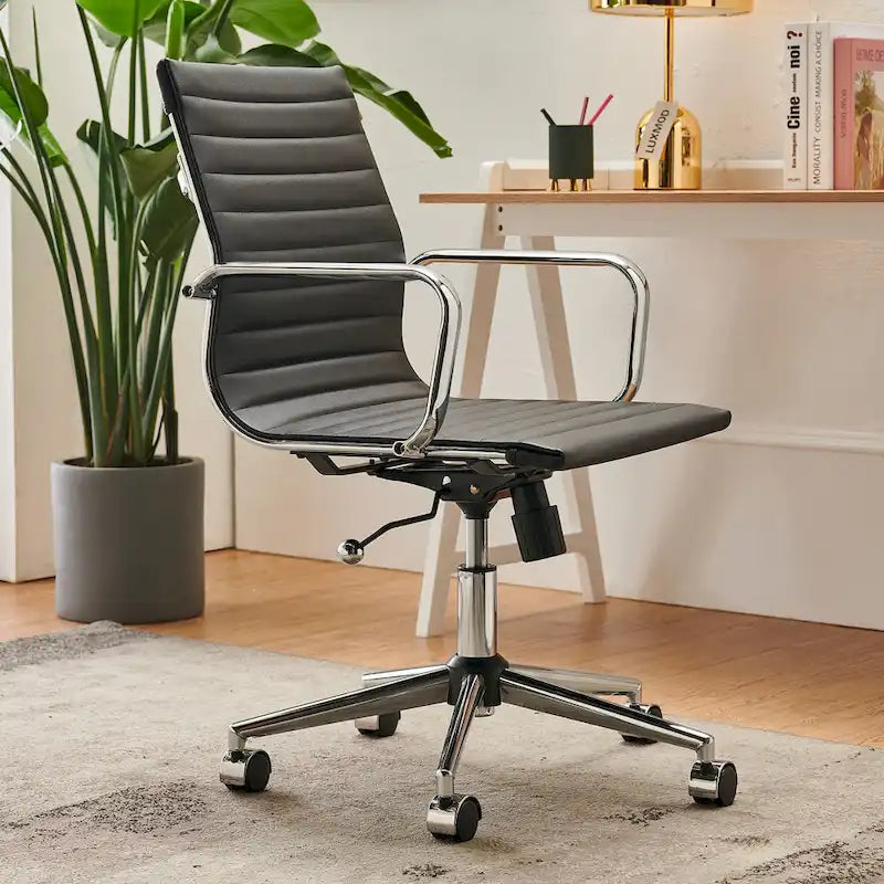 LUXMOD Chaise de Bureau à Domicile Côtelée Fauteuil de Bureau