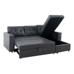 Canapé d'angle réversible convertible avec lit gigogne, méridienne avec rangement dissimulé et pieds durables