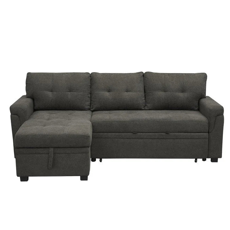 Canapé d'angle réversible convertible avec lit gigogne, méridienne avec rangement dissimulé et pieds durables