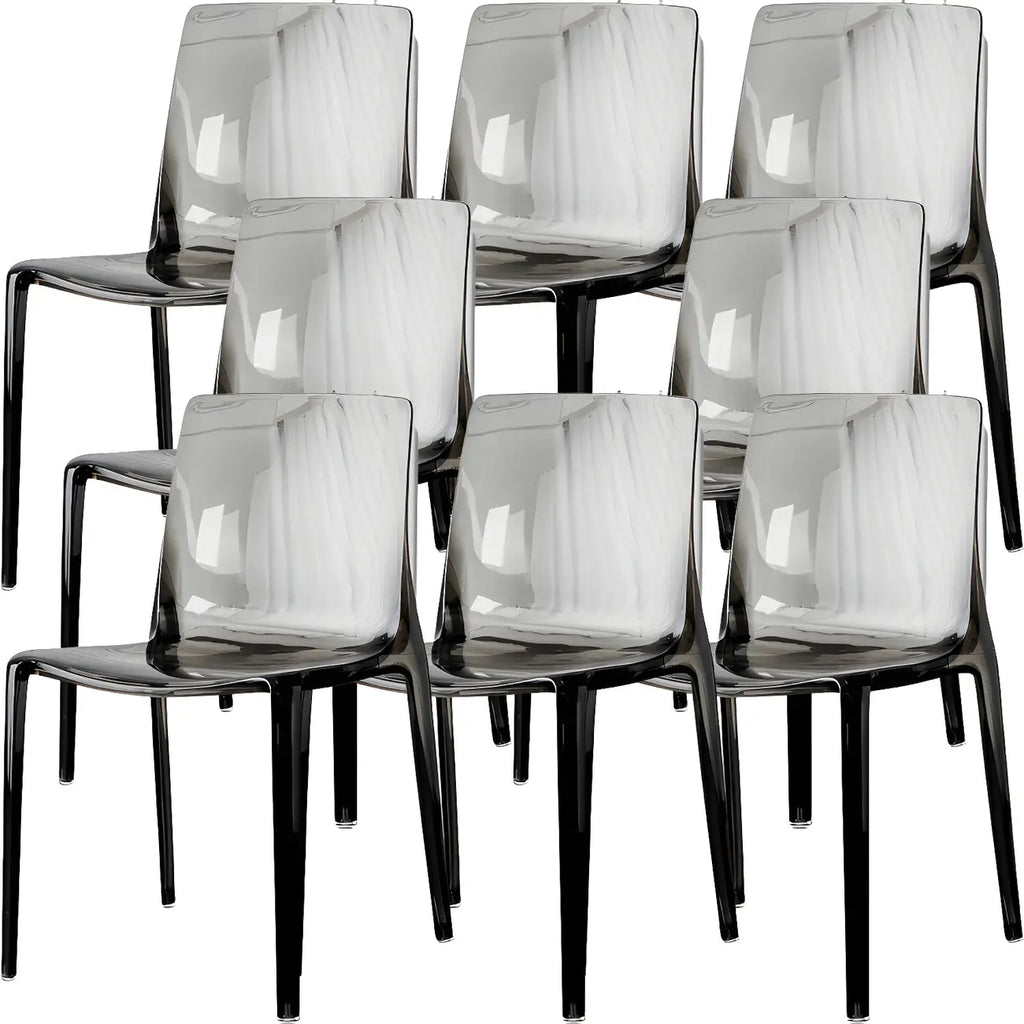 Chaise de salle à manger en acrylique ambré sans accoudoirs à dossier bas