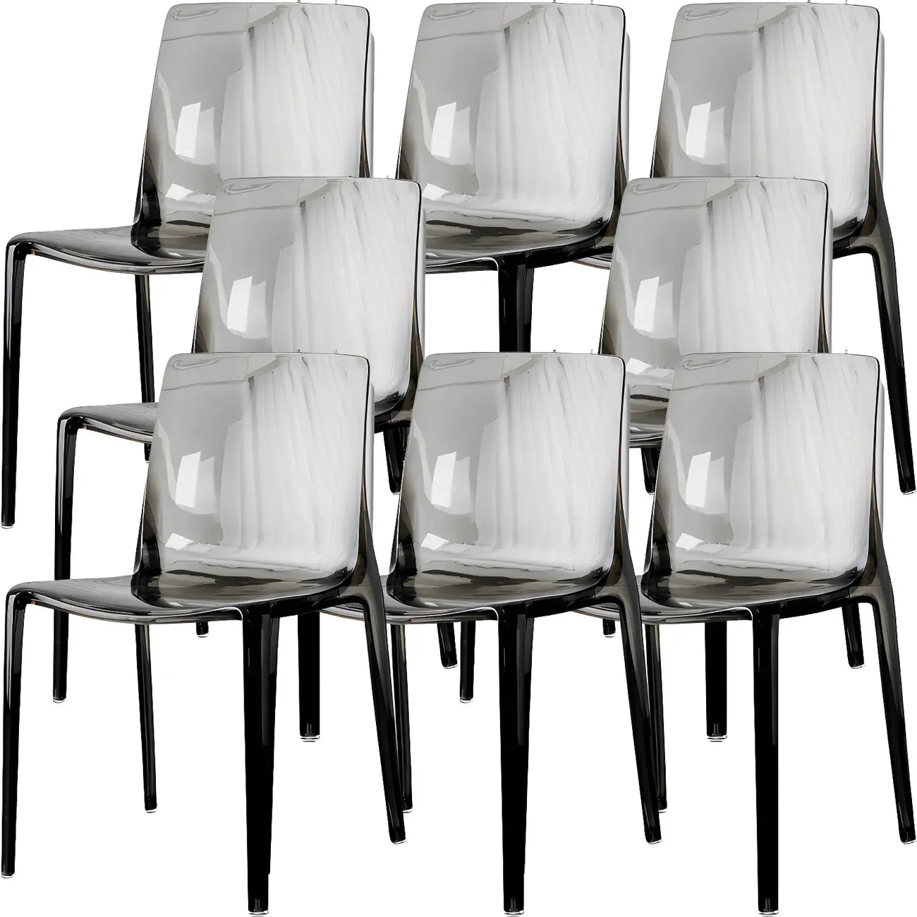 Chaise de salle à manger en acrylique ambré sans accoudoirs à dossier bas