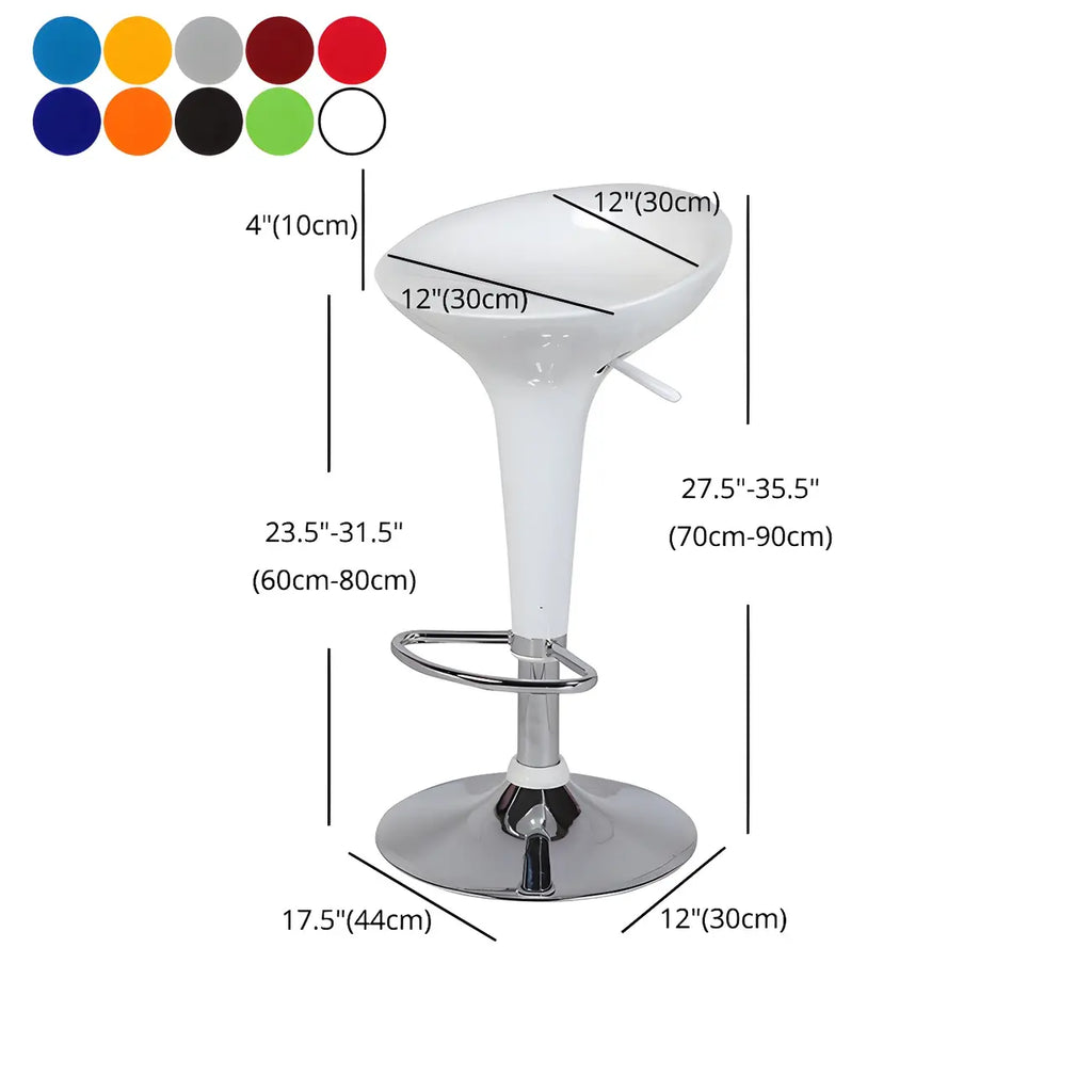 Tabouret de bar pivotant en plastique chromé, réglable en hauteur