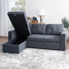 Canapé d'angle réversible convertible avec lit gigogne, méridienne avec rangement dissimulé et pieds durables