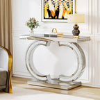 Console Argentée, Table d'entrée Miroir de 39 po pour Hall d'entrée