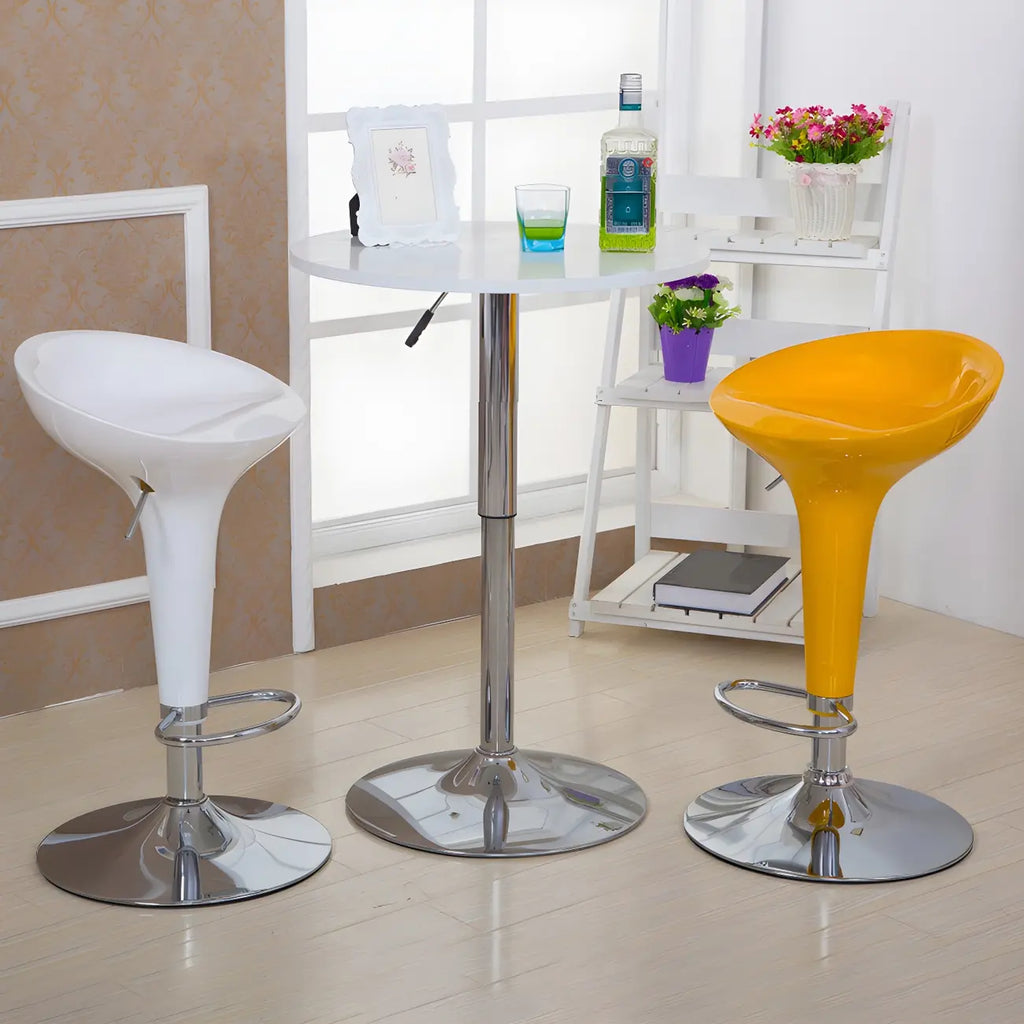 Tabouret de bar pivotant en plastique chromé, réglable en hauteur