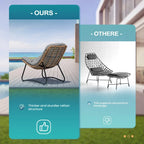 Chaises Papasan d'extérieur avec coussin, chaises confortables de patio en rotin PE avec table d'appoint