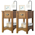 Gymax Lot de 2 Tables d'appoint Contemporaines Compactes avec Tiroir - 13" X 22" X 23" (L x l x H)