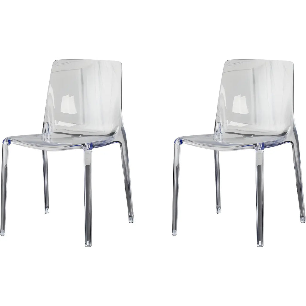 Chaise de salle à manger en acrylique ambré sans accoudoirs à dossier bas