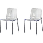 Chaise de salle à manger en acrylique ambré sans accoudoirs à dossier bas