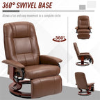 Fauteuil de relaxation pivotant en cuir réglable avec repose-pieds et accoudoirs