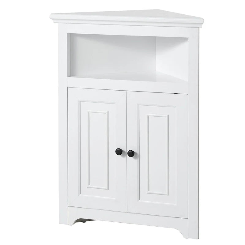 Meuble d'angle 32 avec 2 portes et étagères réglables pour rangement domestique - 25,4 x 12,8 x 33,3 po