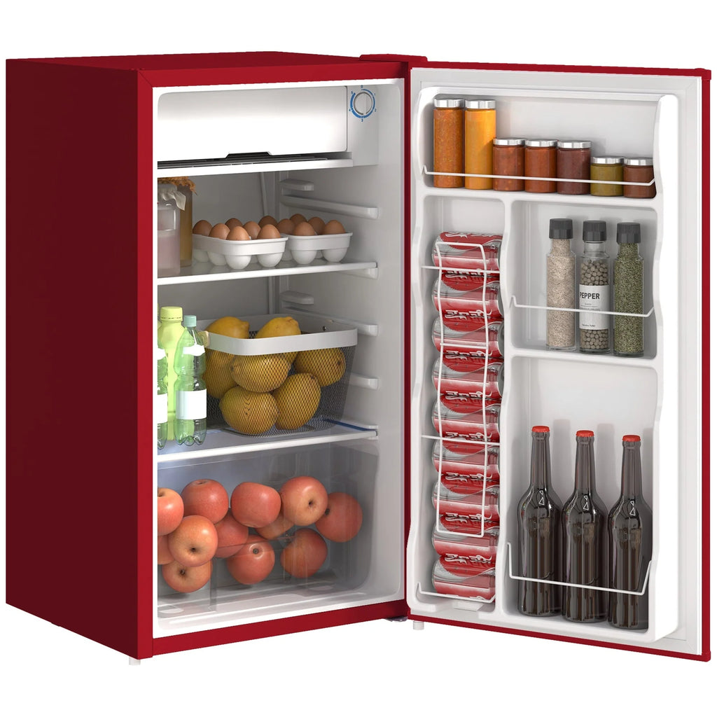 HOMCOM Mini-réfrigérateur avec congélateur 90 L, réfrigérateur compact à porte unique avec thermostat réglable pour chambre à coucher