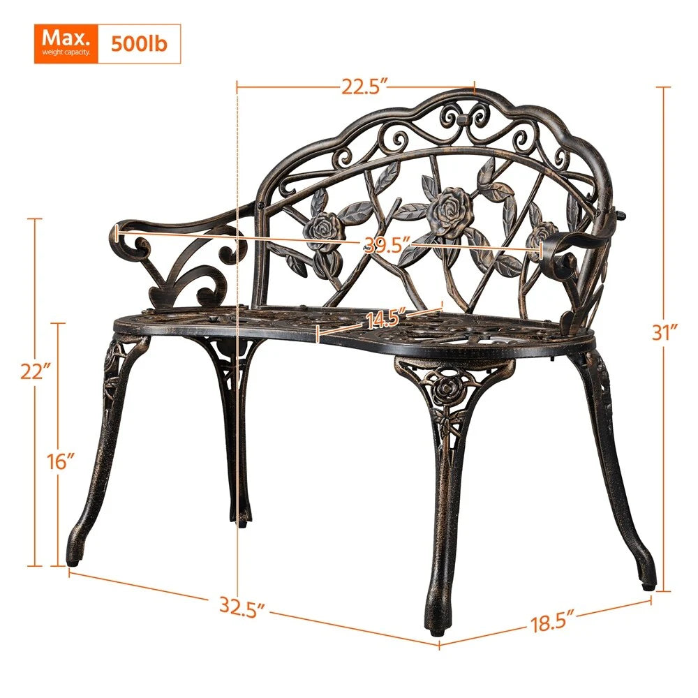 Yaheetech Banc en métal pour l'extérieur, Patio, Parc, Jardin - N/A