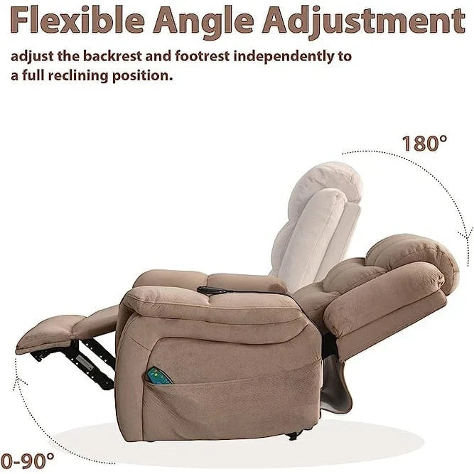Fauteuil inclinable électrique releveur pour personnes âgées avec massage et fonction chauffante (inclinaison à plat)