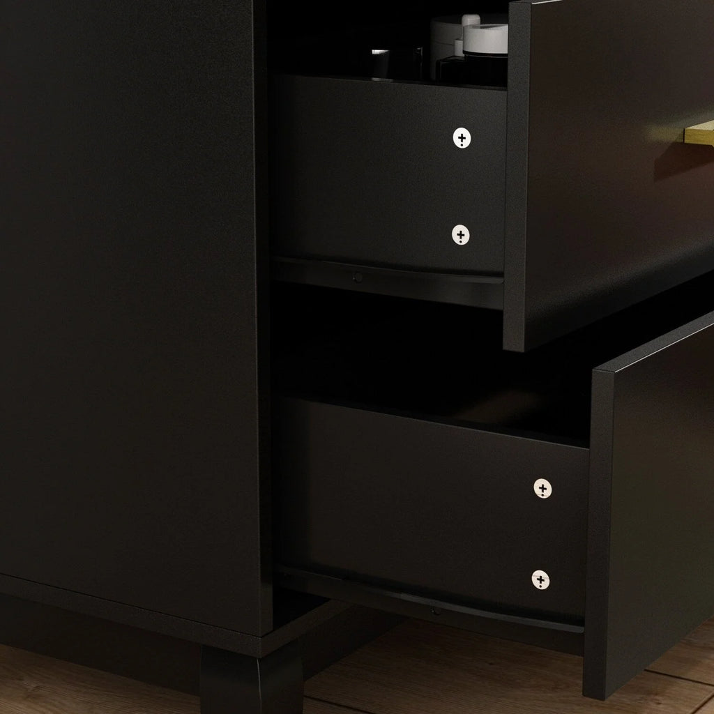 Commode double Timechee à 6 tiroirs, 120 cm de large, pieds en bois massif, finition laquée