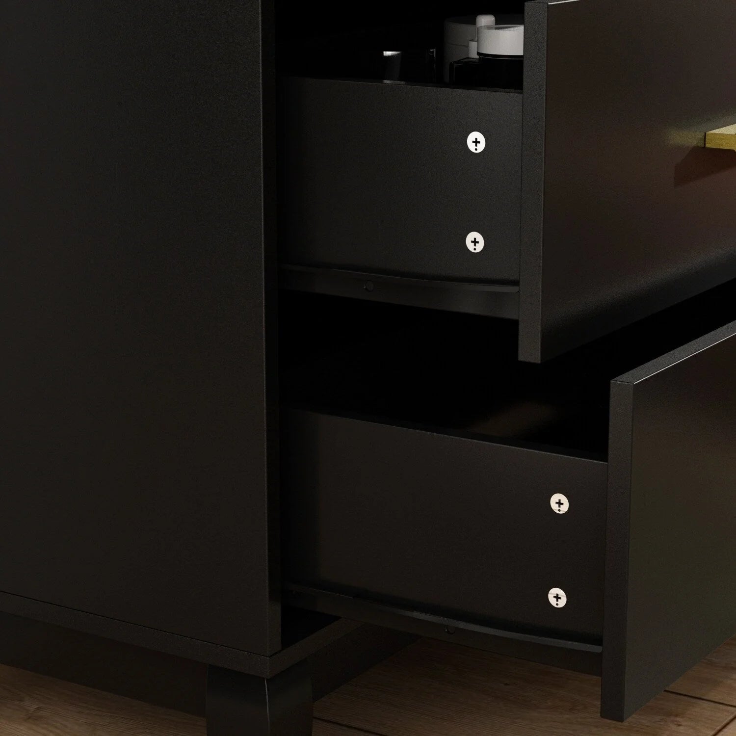 Commode double Timechee à 6 tiroirs, 120 cm de large, pieds en bois massif, finition laquée